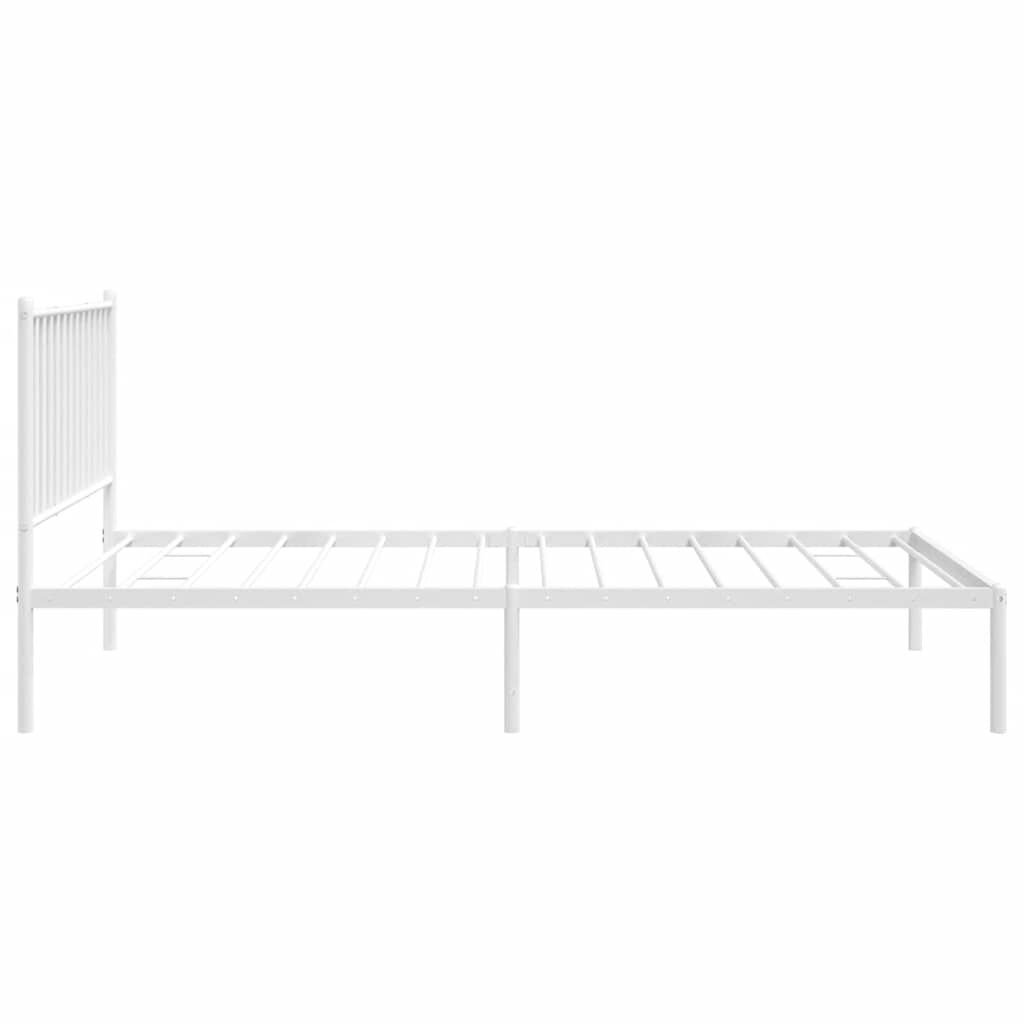 vidaXL Metal Bed Frame without Mattress with Headboard White 100x200cm