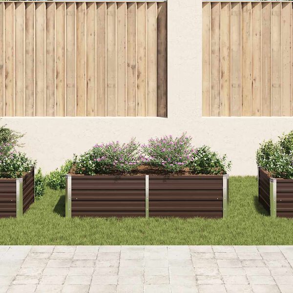 vidaXL Raised Garden Bed 160x80x45 cm Galvanised Steel Brown