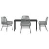vidaXL Garden Dining Set with Cushion 5 pcs Grey Poly Rattan