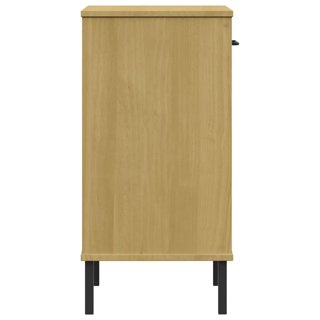 vidaXL Console Cabinet with Metal Legs Brown Solid Wood Pine OSLO