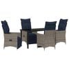 vidaXL Table and Chair Set with Cushion 5 pcs Grey PE Rattan