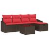vidaXL Garden Sofa Set with Cushion 6 pcs Brown Poly rattan