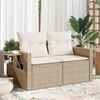 vidaXL Garden Sofa with Cushions 2-Seater Beige Poly Rattan