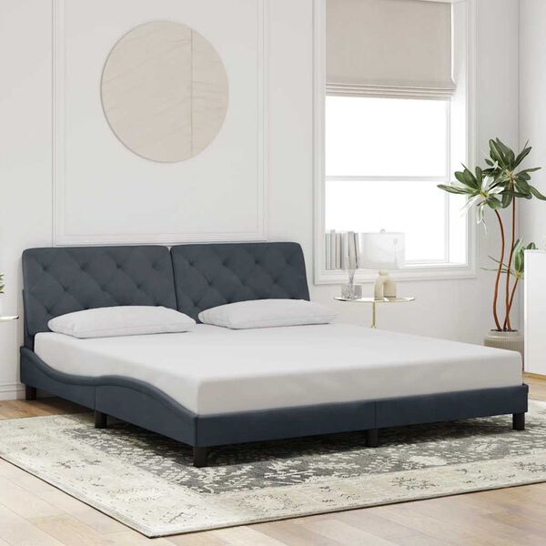 vidaXL Bed Frame without Mattress Dark Grey 183x213 cm Velvet