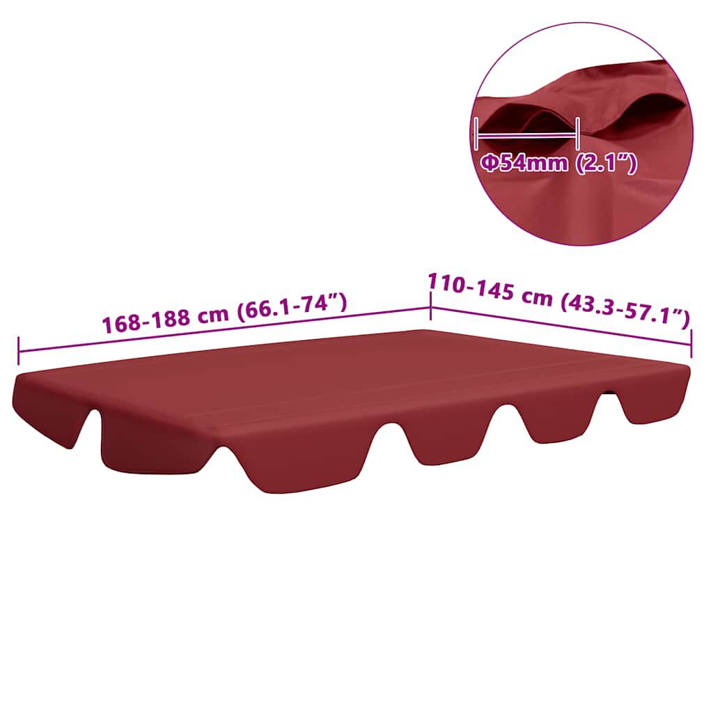 vidaXL Replacement Canopy for Garden Swing Wine Red 188/168x145/110 cm