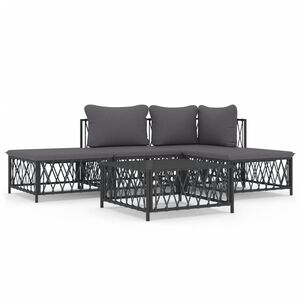 vidaXL 5 Piece Garden Lounge Set with Cushions Anthracite Steel