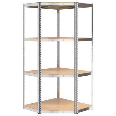 vidaXL 4-Layer Corner Shelf Silver Steel&Engineered Wood