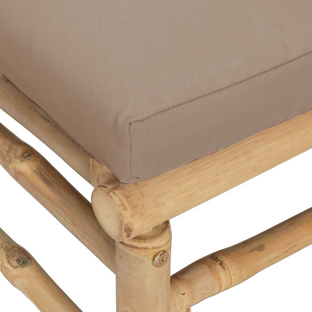 vidaXL Garden Corner Sofa with Taupe Cushions Bamboo