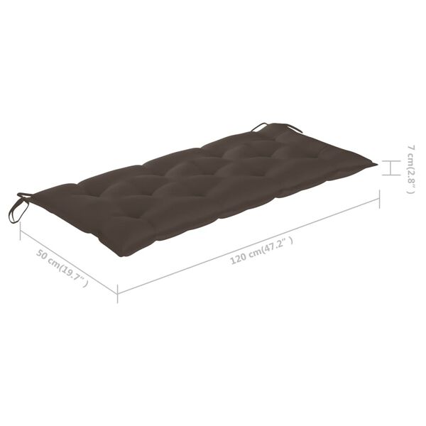 vidaXL Folding Garden Bench with Cushion 118 cm Bamboo
