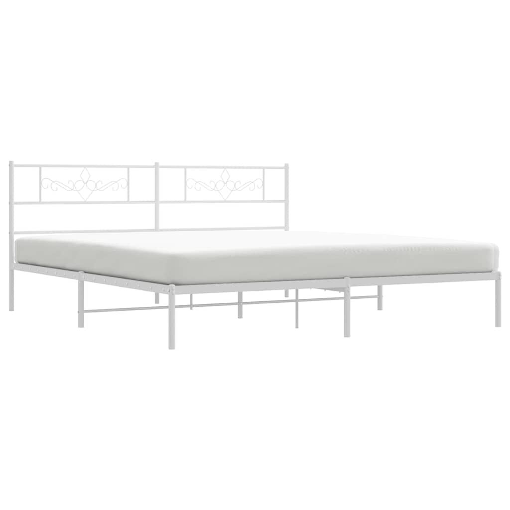 vidaXL Metal Bed Frame without Mattress with Headboard White 183x213cm