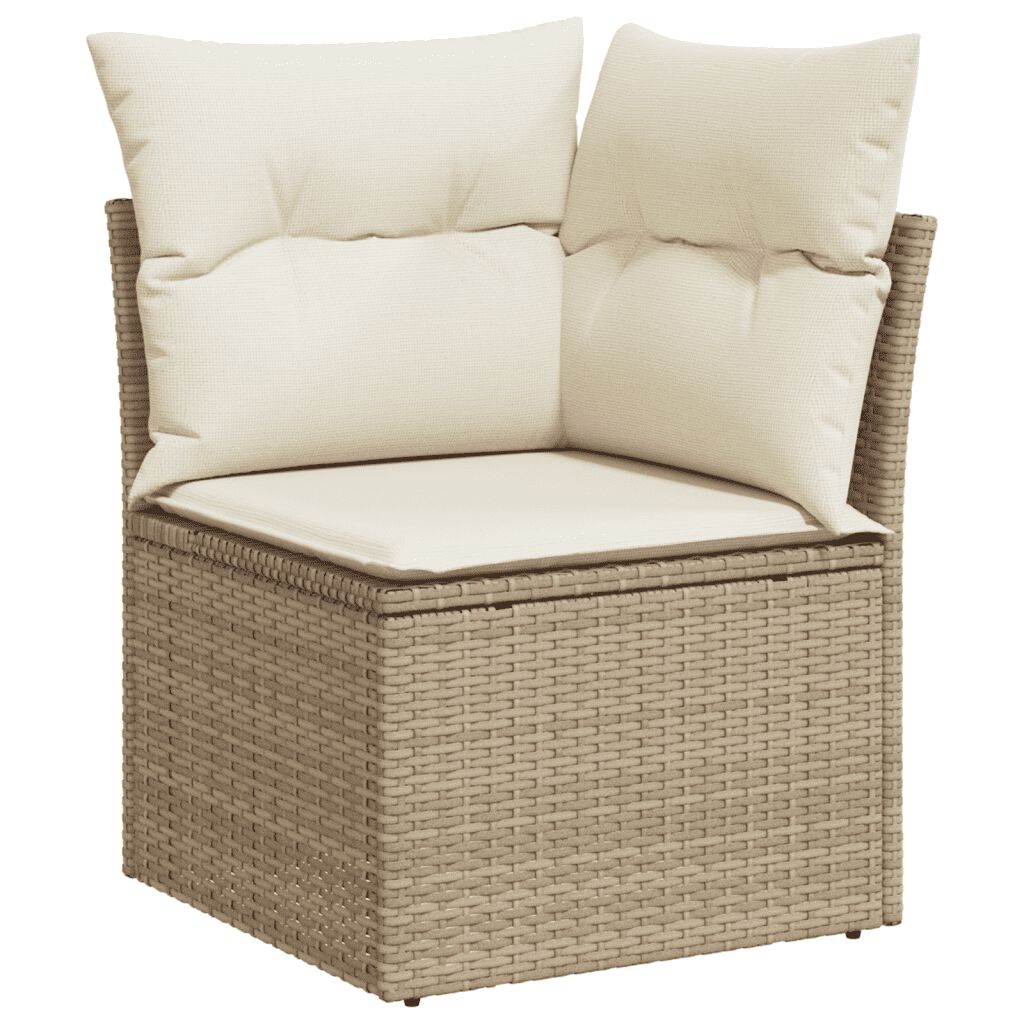 vidaXL 9 Piece Garden Sofa Set with Cushions Beige Poly Rattan