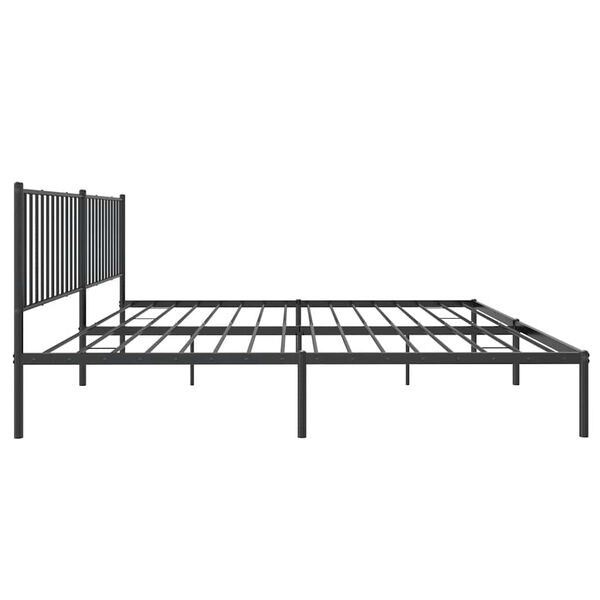 vidaXL Metal Bed Frame without Mattress with Headboard Black 193x203cm