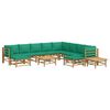 vidaXL 12 Piece Garden Lounge Set with Green Cushions Bamboo