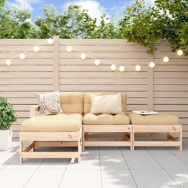 vidaXL 4 Piece Garden Lounge Set Solid Wood Pine