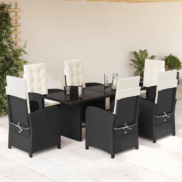 vidaXL 9 Piece Garden Dining Set with Cushions Beige Poly Rattan