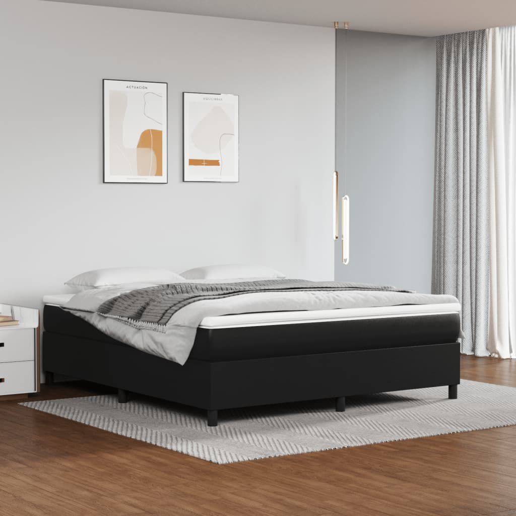 vidaXL Bed Frame without Mattress Black California King Faux Leather (US Only)
