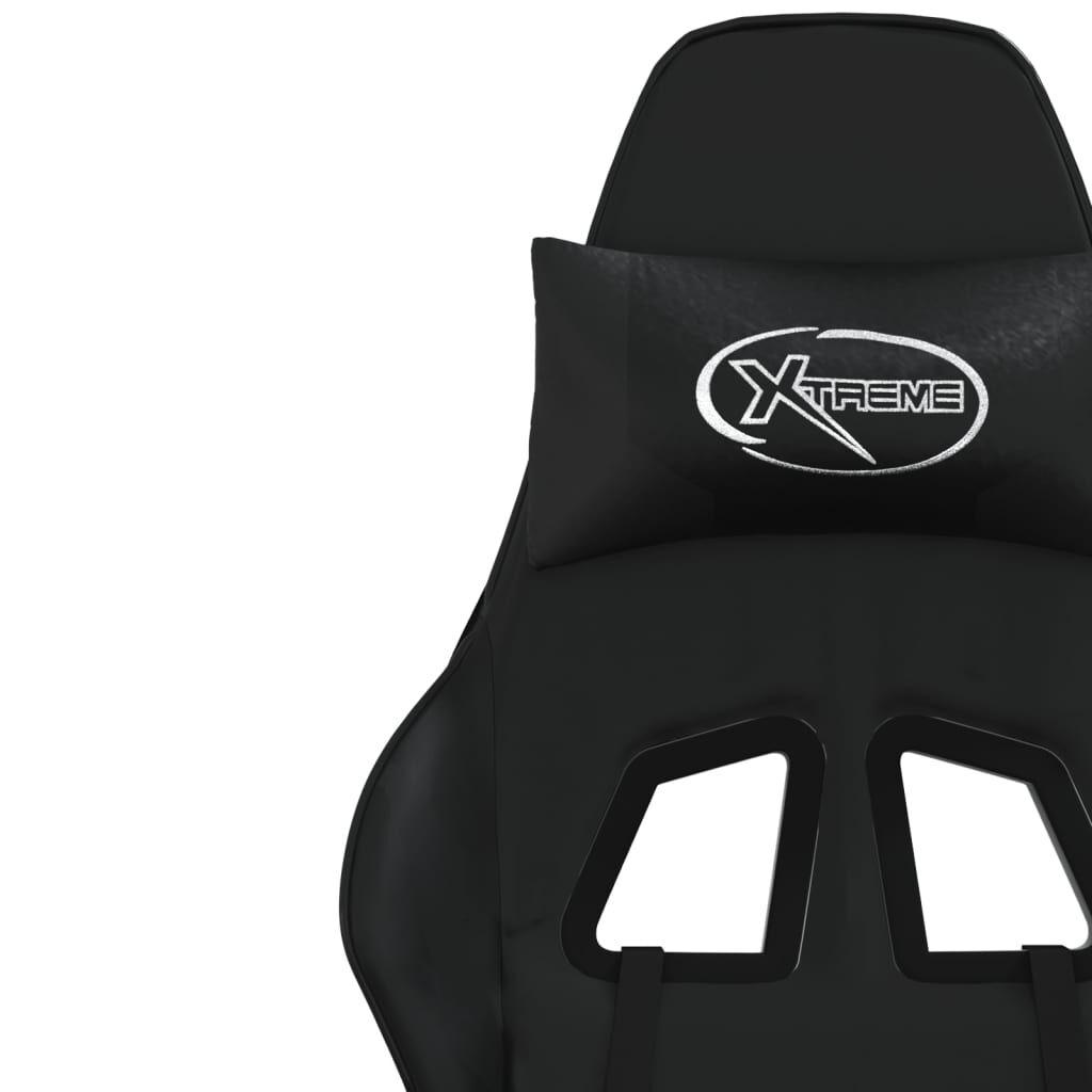 vidaXL Gaming Chair with Footrest Black Faux Leather