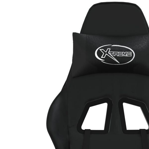 vidaXL Gaming Chair with Footrest Black Faux Leather