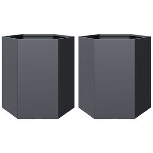 vidaXL Garden Planter 2 pcs Anthracite Hexagon 46x40x45 cm Steel