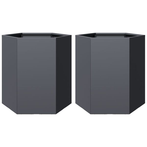 vidaXL Garden Planter 2 pcs Anthracite Hexagon 46x40x45 cm Steel