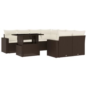 vidaXL 9 Piece Garden Sofa Set with Cushions Brown Poly Rattan