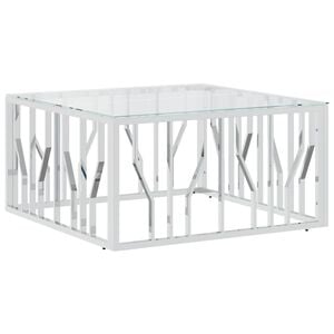 vidaXL Coffee Table 80x80x40 cm Stainless Steel and Glass