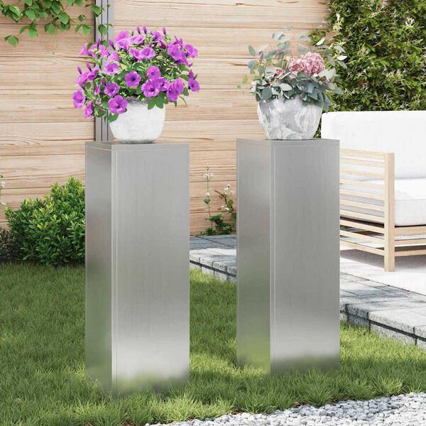vidaXL Plant Stands 2 pcs Silver 24 x 24 x 75 cm Galvanised steel