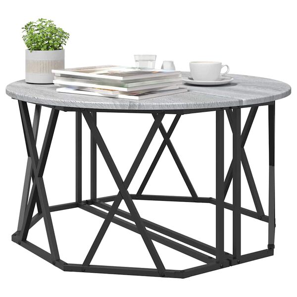 vidaXL Coffee Table Grey sonoma 80 x 80 x 42 cm