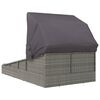 vidaXL Sunbed with Foldable Roof Grey 200x114x128 cm Poly Rattan