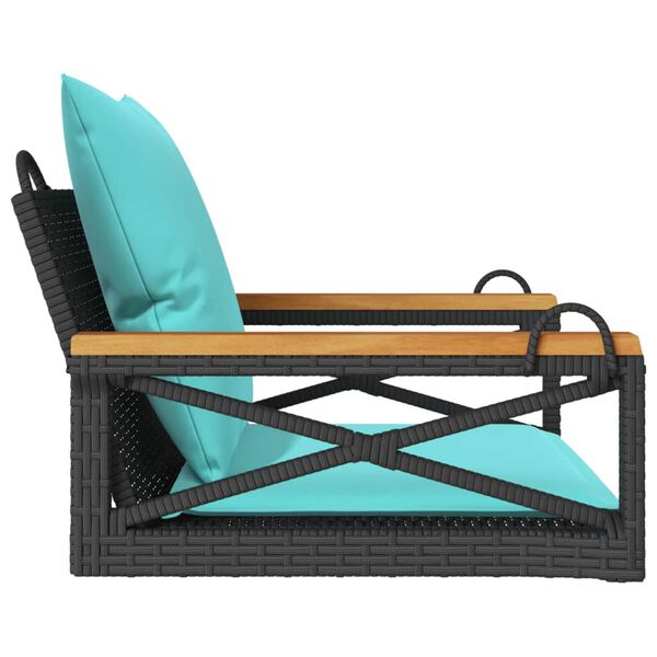 vidaXL Swing Bench with Cushions Black 63x62x40 cm Poly Rattan