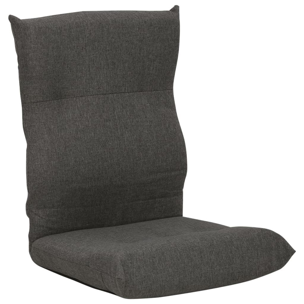vidaxl Folding Floor Chair Dark Grey Fabric