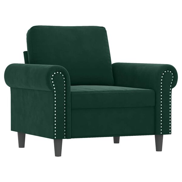 vidaXL 3 Piece Sofa Set with Cushions Dark Green Velvet
