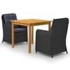 vidaXL 3 Piece Garden Dining Set Black