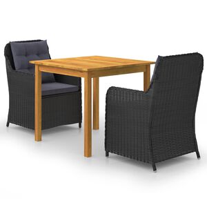 vidaXL 3 Piece Garden Dining Set Black