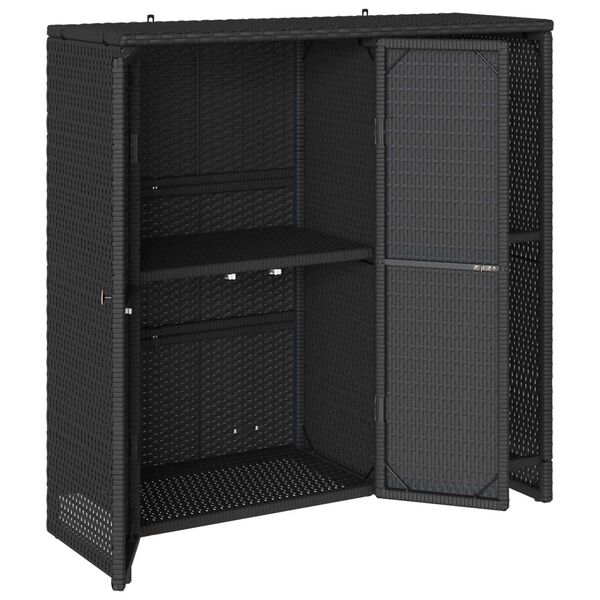 vidaXL Storage Cabinet with Shelf Black 100 x 36 x 102 cm Rattan