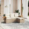 vidaXL 4 Piece Garden Sofa Set with Cushions Beige Poly Rattan