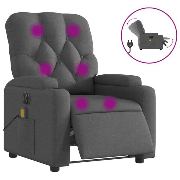 vidaXL Electric Massage Recliner Chair Dark Grey Fabric
