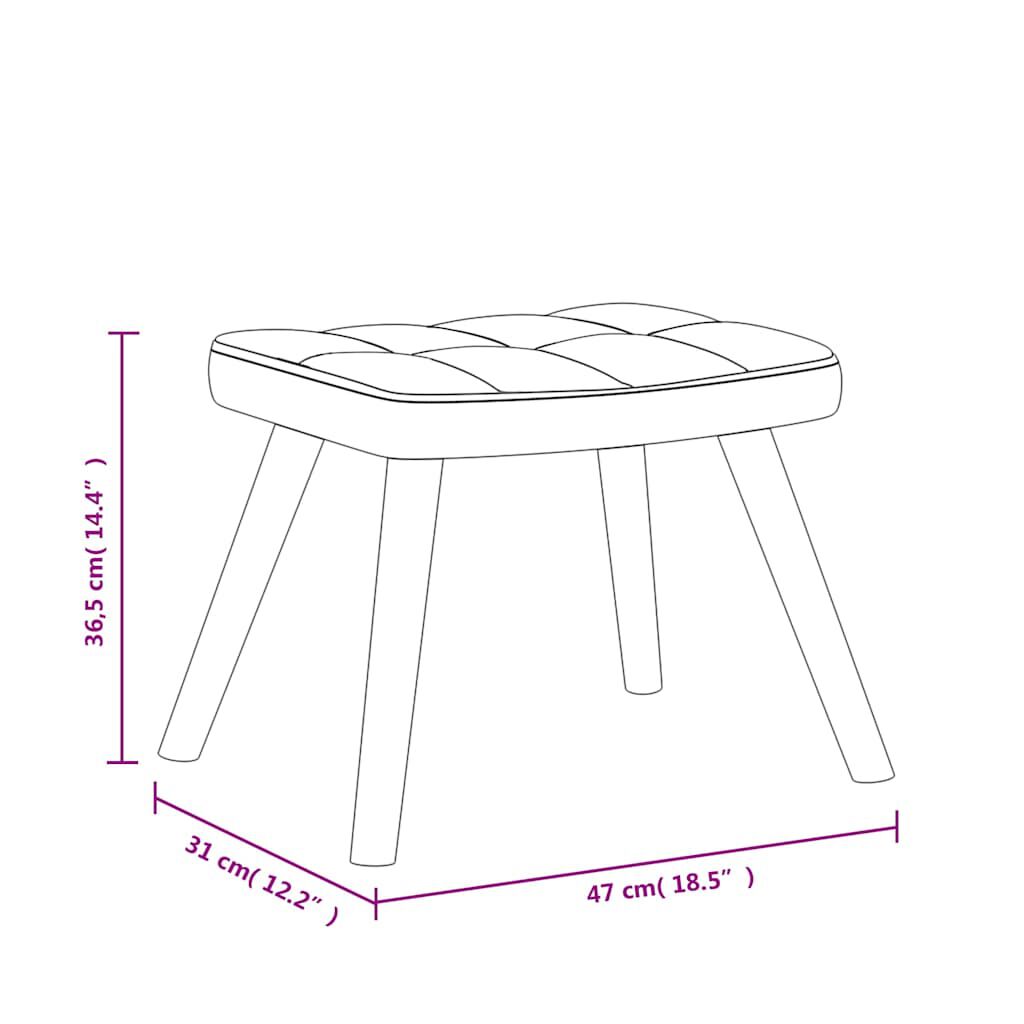 vidaXL Rocking Chair with a Stool Light Grey Fabric