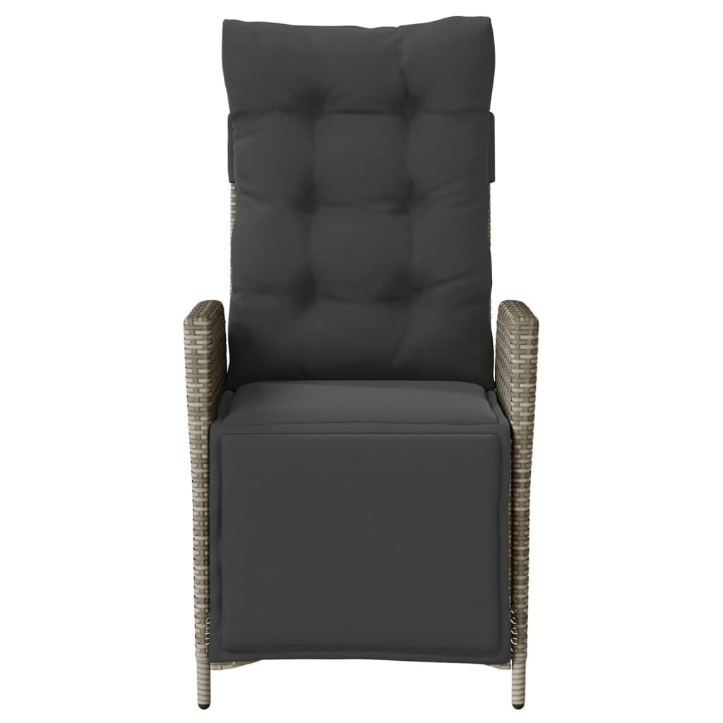 vidaXL 3 Piece Bistro Set with Cushions Grey Poly Rattan