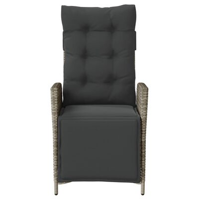 vidaXL 3 Piece Bistro Set with Cushions Grey Poly Rattan