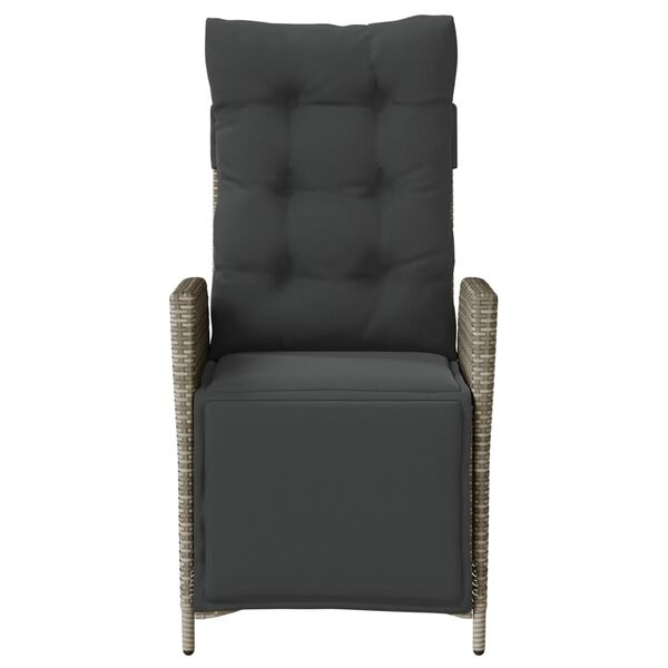 vidaXL 3 Piece Bistro Set with Cushions Grey Poly Rattan