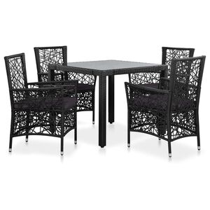 vidaXL 5 Piece Outdoor Dining Set Poly Rattan Black