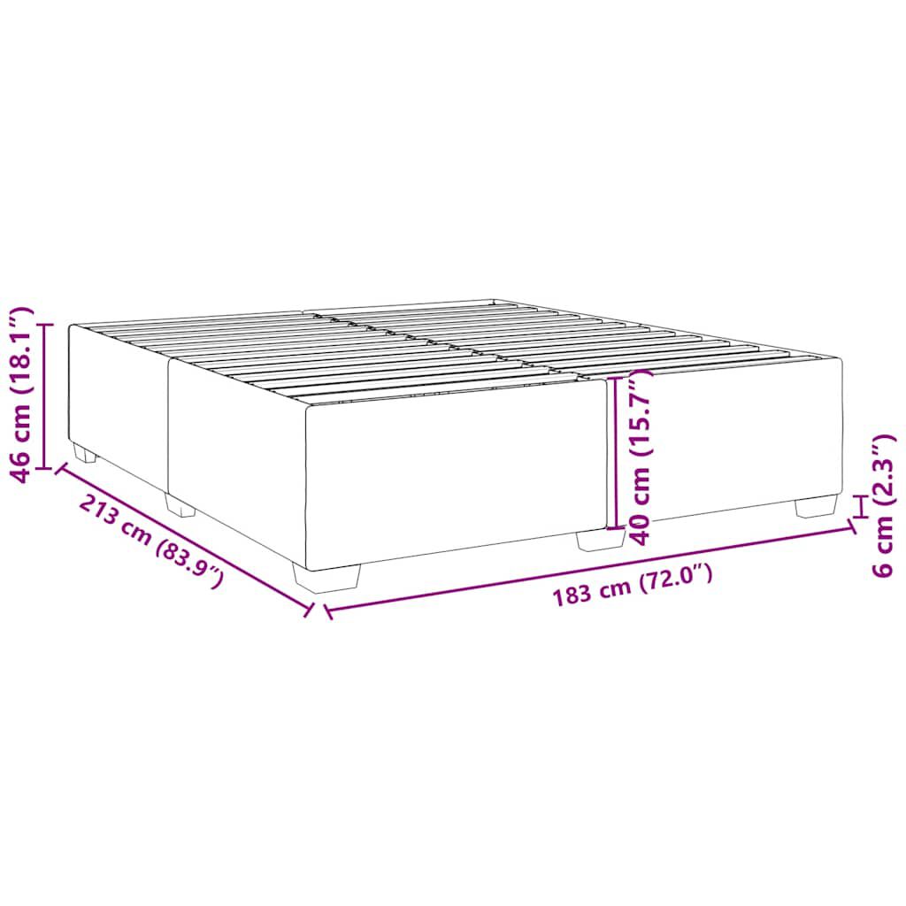 vidaXL Bed Frame without Mattress Light Grey California King Velvet