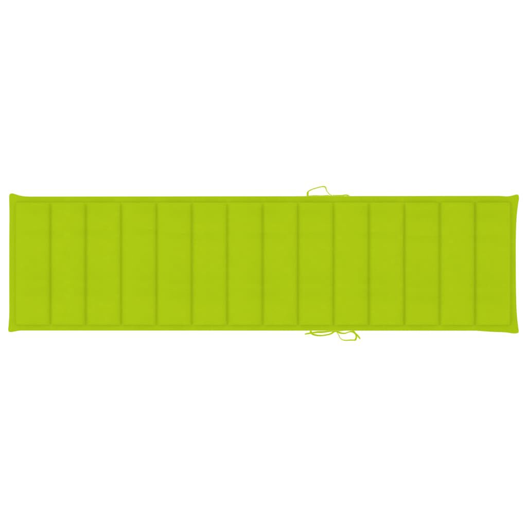 vidaXL Sun Lounger with Bright Green Cushion Solid Teak Wood
