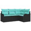 vidaXL Garden Sofa Set with Cushion 4 pcs Black Poly rattan