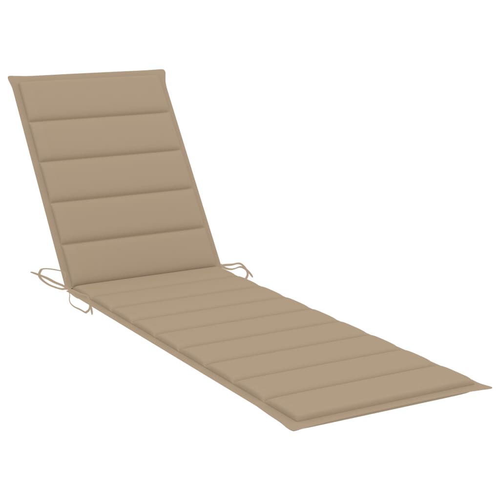vidaXL Sun Lounger with Table and Cushion Solid Teak Wood