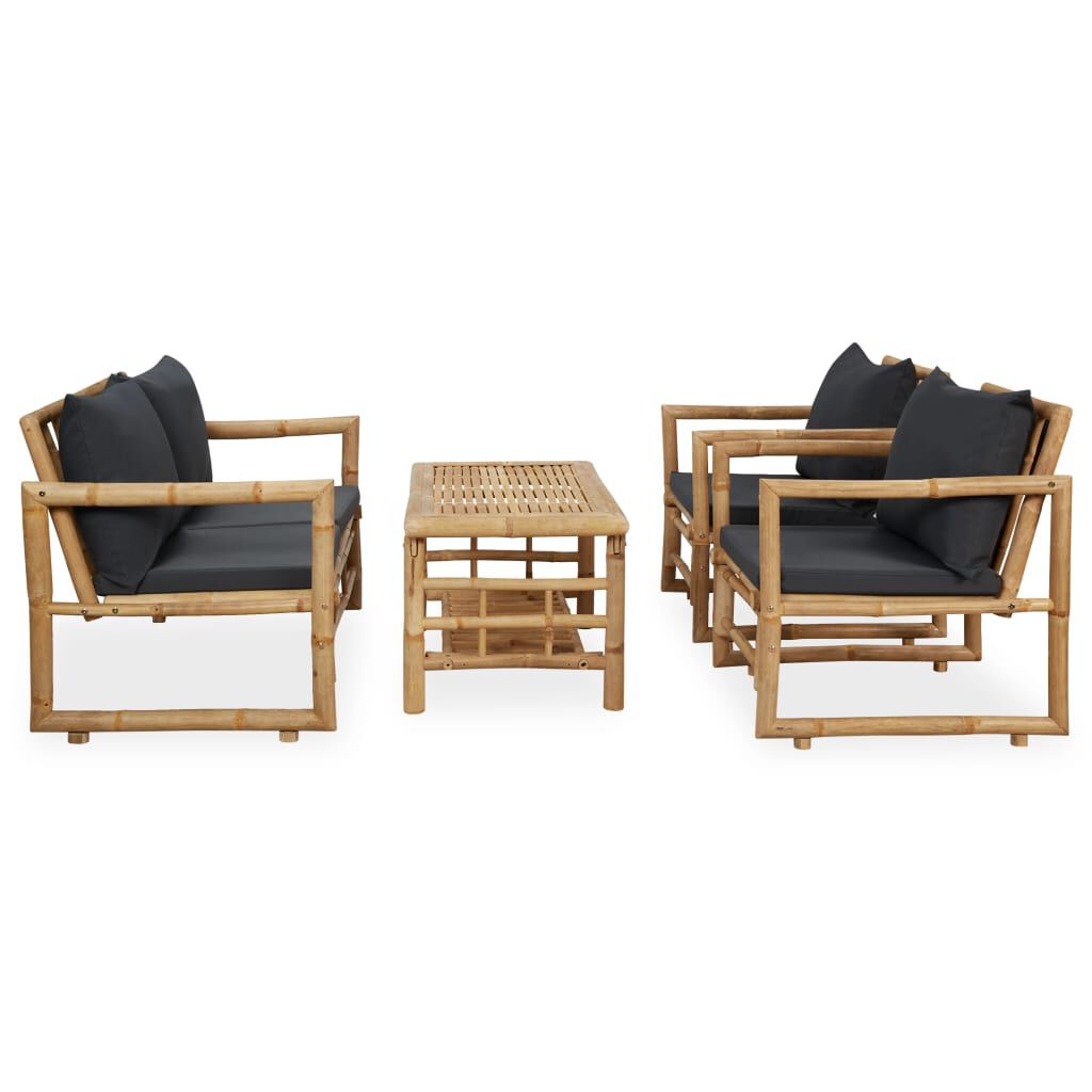 vidaXL 4 Piece Garden Lounge Set with Cushions Bamboo