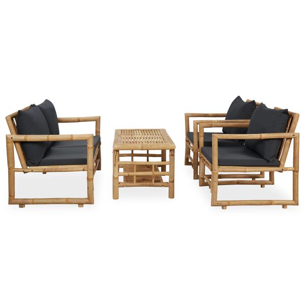 vidaXL 4 Piece Garden Lounge Set with Cushions Bamboo