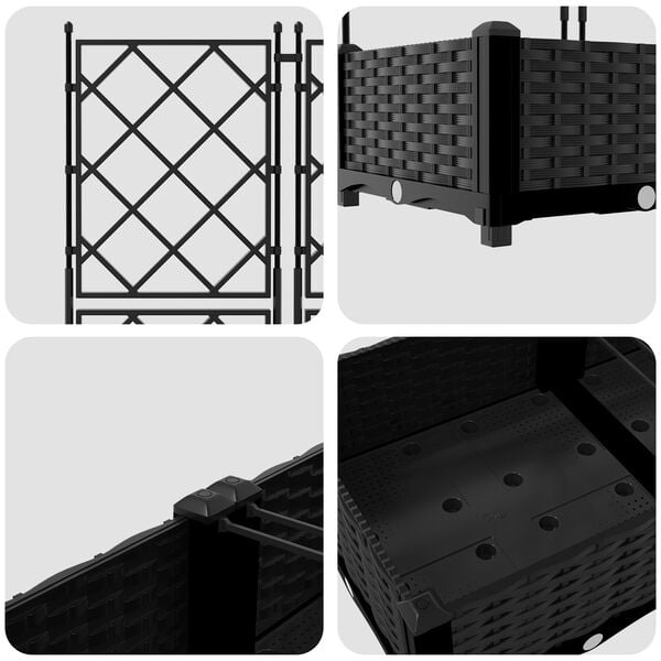vidaXL Garden Planter with Trellis 2 pcs Black 80x40x125.5 cm