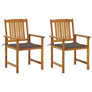 vidaXL Garden Chairs with Cushions 2 pcs Solid Acacia Wood